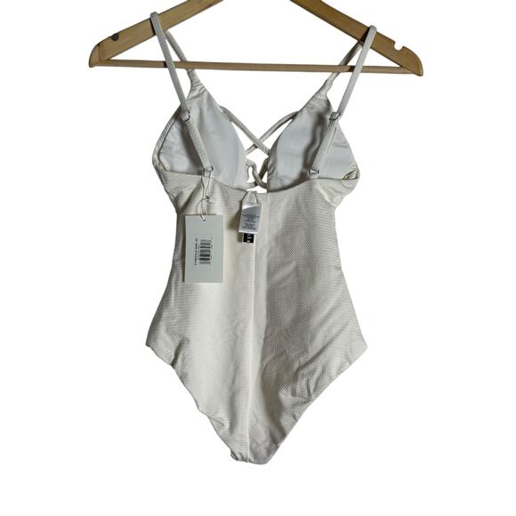 Dippin’ Daisy’s Bliss White Lattice Plunge One Piece Swimsuit Size XS - Picture 9 of 12
